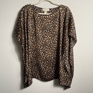 MICHAEL KORS - Oversize Dressy, Batwing Blouse with Gold Embellishments Size S/M